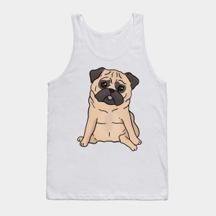 Cute pug dog hand drawn sitting with sad face Tank Top